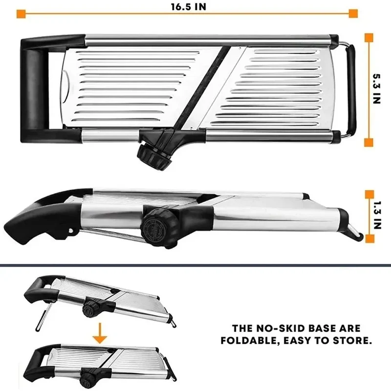 Mandoline Professionnelle Acier Inoxydable 304 — Lames Multiples et Réglables