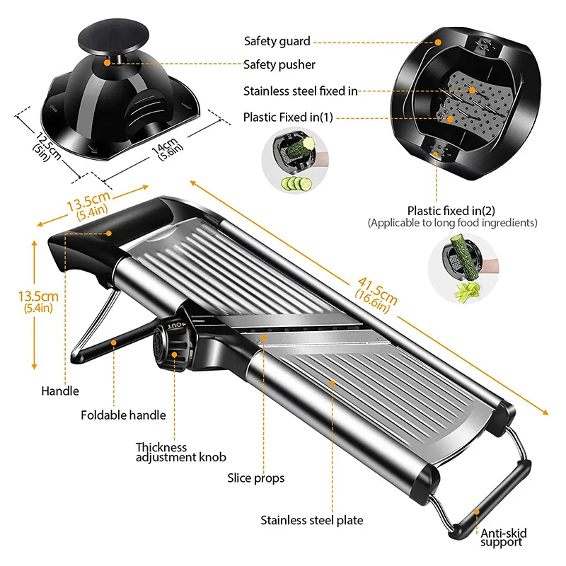 Mandoline Professionnelle Acier Inoxydable 304 — Lames Multiples et Réglables