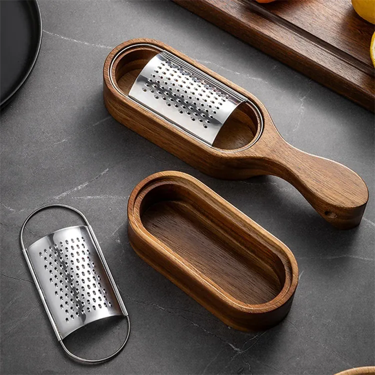 Râpe à Fromage en Acier Inox 304 avec Conteneur en Bois