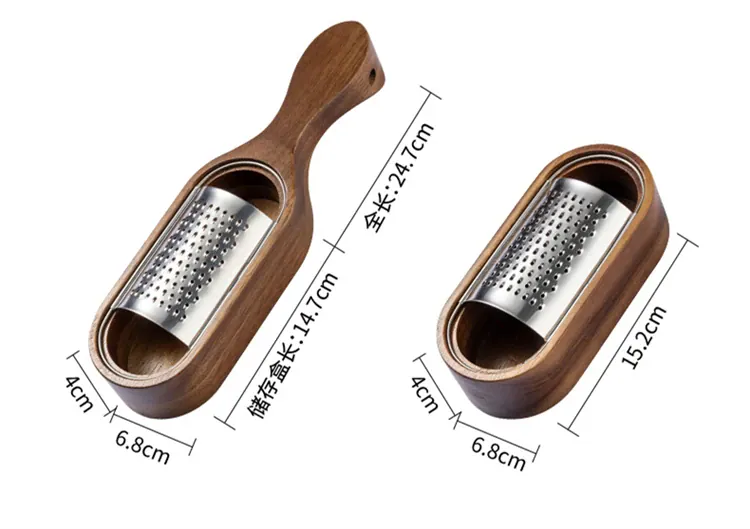 Râpe à Fromage en Acier Inox 304 avec Conteneur en Bois