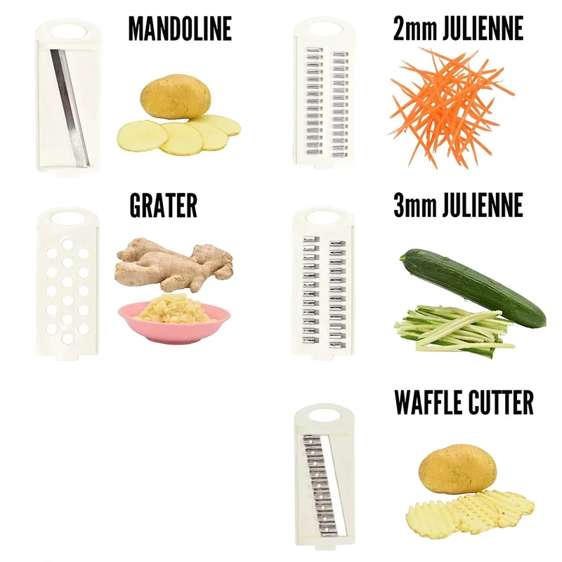 Mandoline 5 en 1 avec Lames Multiples pour Légumes et Fruits