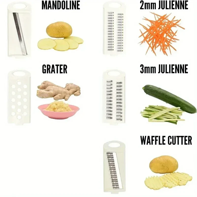Mandoline Multifonction 5 Lames pour Légumes et Oignons Cutter