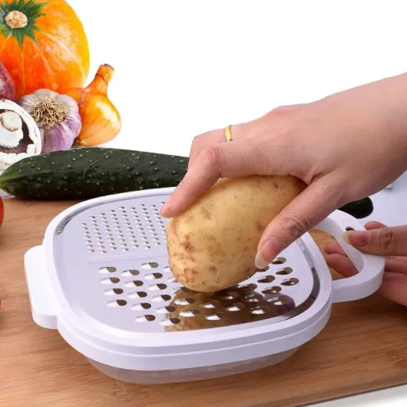 Mandoline 4-en-1 Plastique Râpe Légumes et Fromage avec Etui