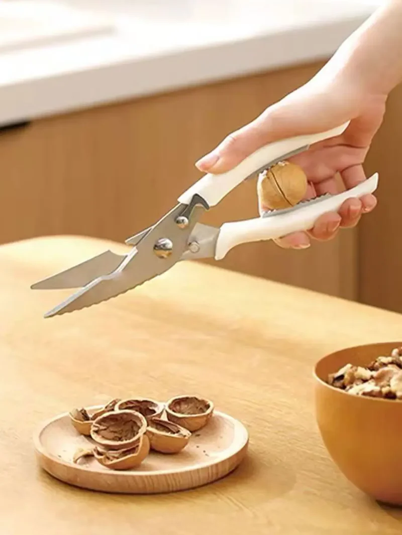 Ciseaux de cuisine inox multifonctions pour découpe viande et légumes