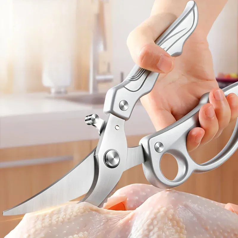 Ciseaux de cuisine en inox avec poignée ergonomique et ressort