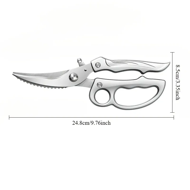 Ciseaux de cuisine en inox avec poignée ergonomique et ressort