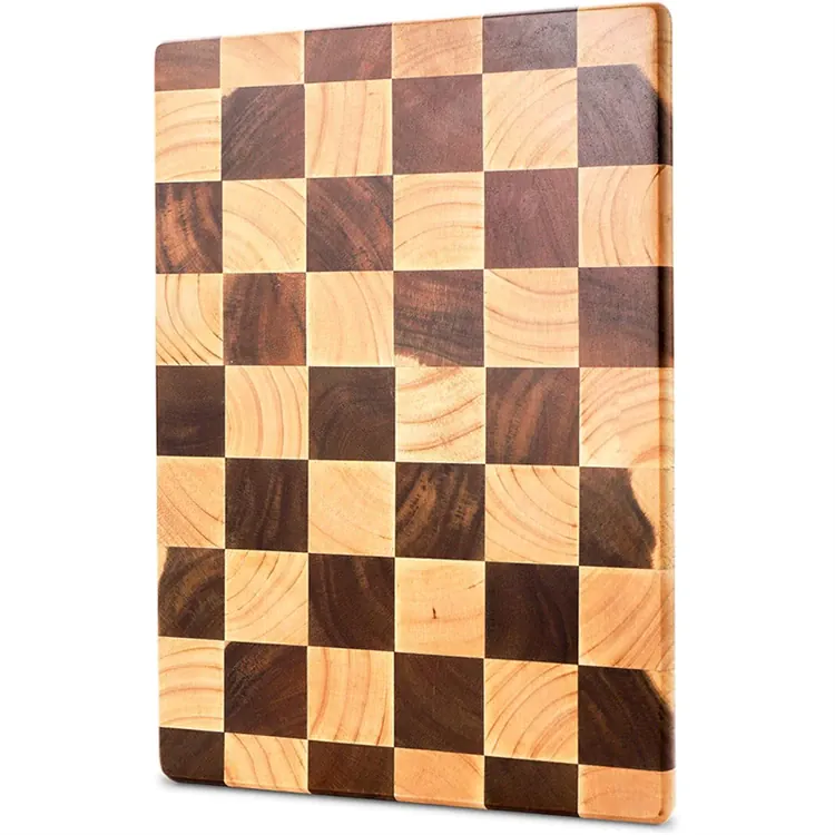 Planche à Découper Bois Motif Damier – 3 Tailles, 2,8 cm