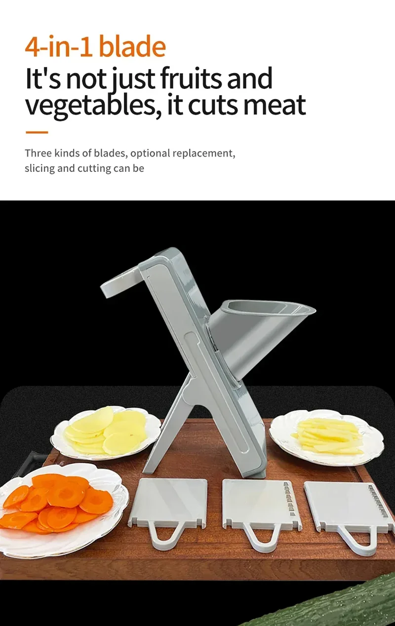 Mandoline Coupe-Légumes Multifonction 4-en-1 — Julienne 3/7 mm