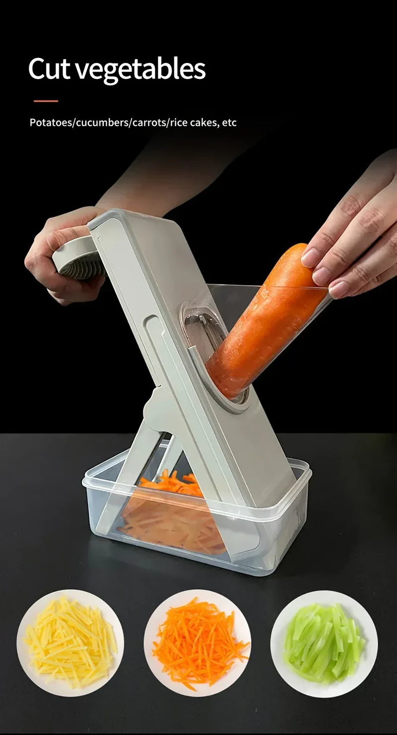 Mandoline Coupe-Légumes Multifonction 4-en-1 — Julienne 3/7 mm