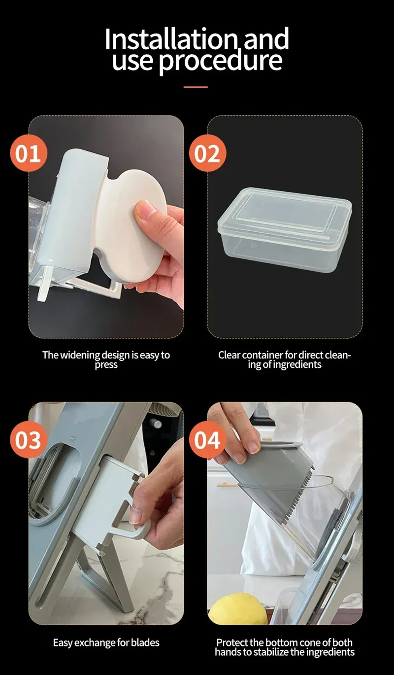 Mandoline Coupe-Légumes Multifonction 4-en-1 — Julienne 3/7 mm