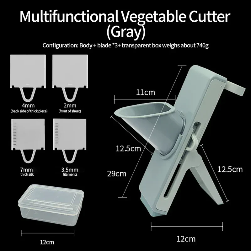 Mandoline Coupe-Légumes Multifonction 4-en-1 — Julienne 3/7 mm