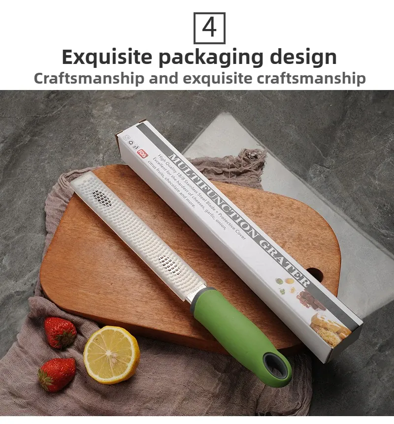 Zesteur en Inox pour Fruits et Fromage - 4 Lames Poignée Antidérapante