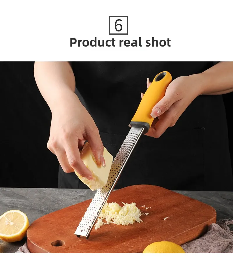 Zesteur en Inox pour Fruits et Fromage - 4 Lames Poignée Antidérapante
