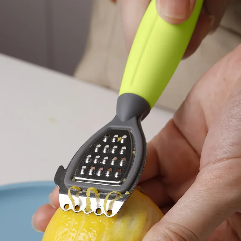 Zesteur Multifonction Inox avec Poignée Verte pour Agrumes