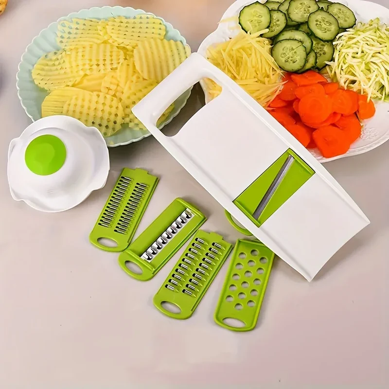 Mandoline à Lames en Acier Inoxydable 5 Pièces avec Protecteurs