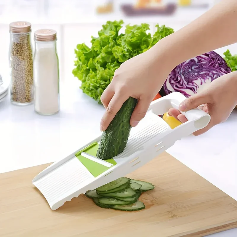 Mandoline à Lames en Acier Inoxydable 5 Pièces avec Protecteurs