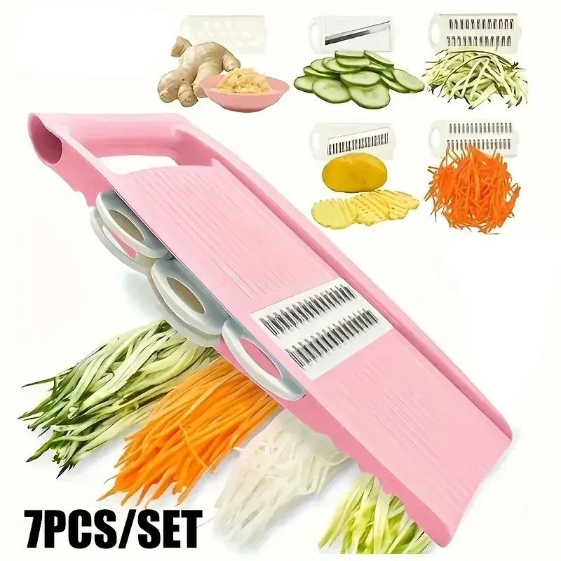 Mandoline 7-en-1 avec Lames Interchangeables pour Fruits et légumes