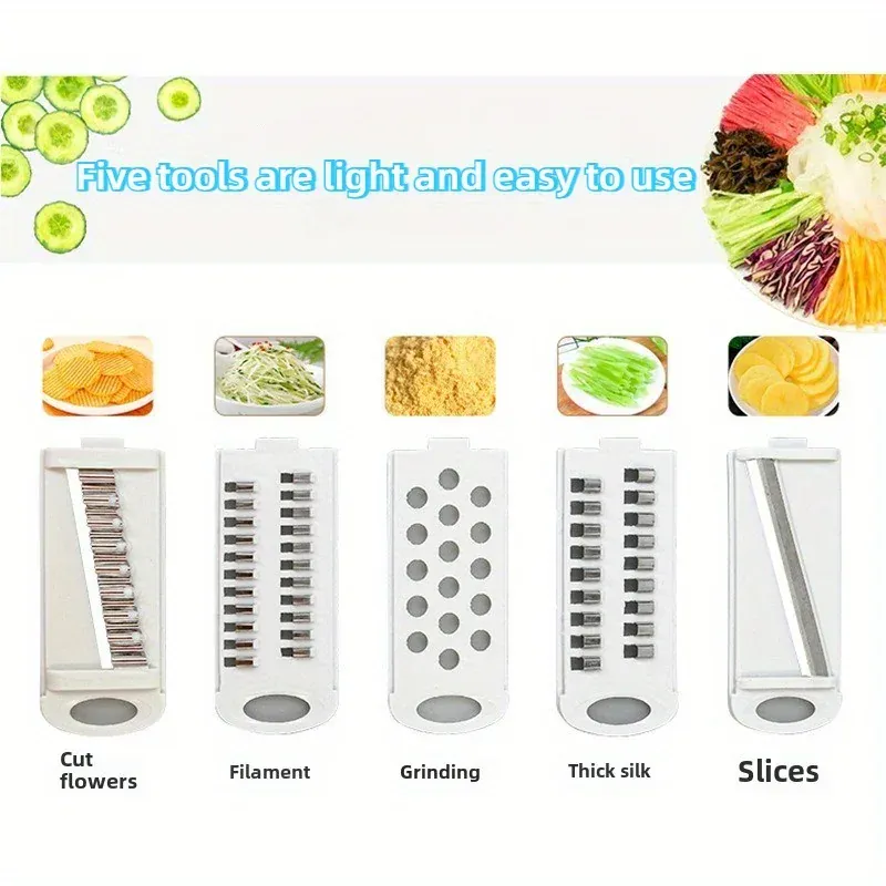 Mandoline 7-en-1 avec Lames Interchangeables pour Fruits et légumes