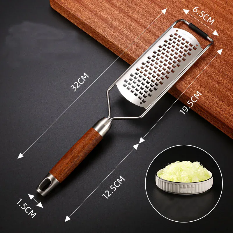 Râpe Multifonction Inox 4 Lames avec Poignée en Bois