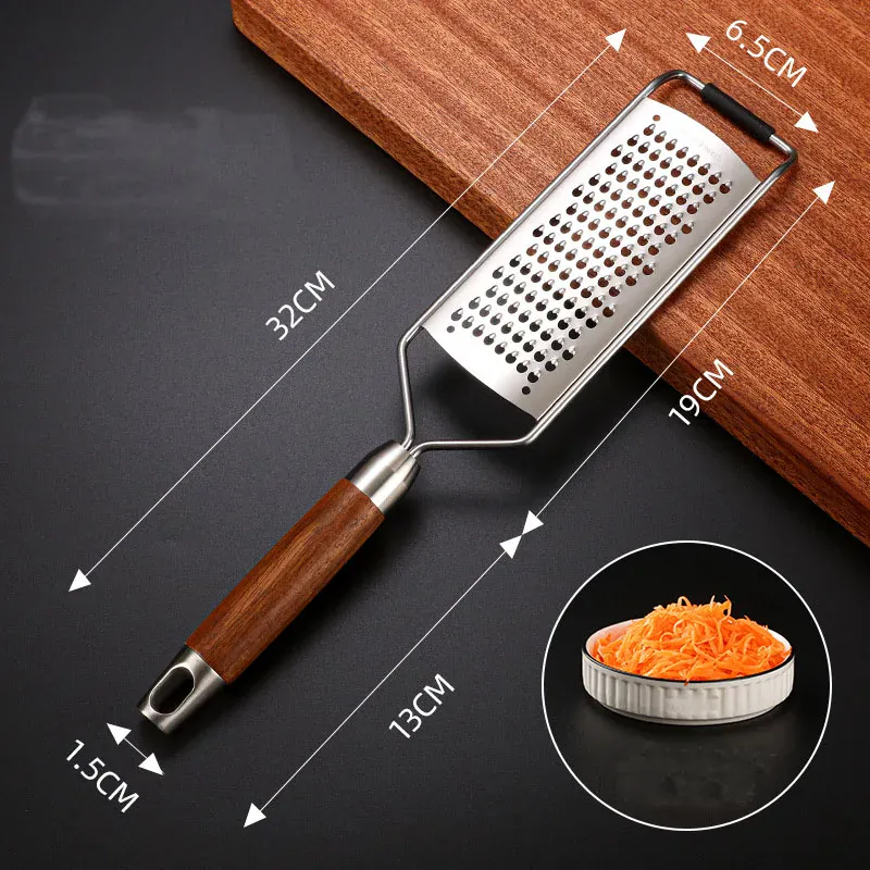 Râpe Multifonction Inox 4 Lames avec Poignée en Bois
