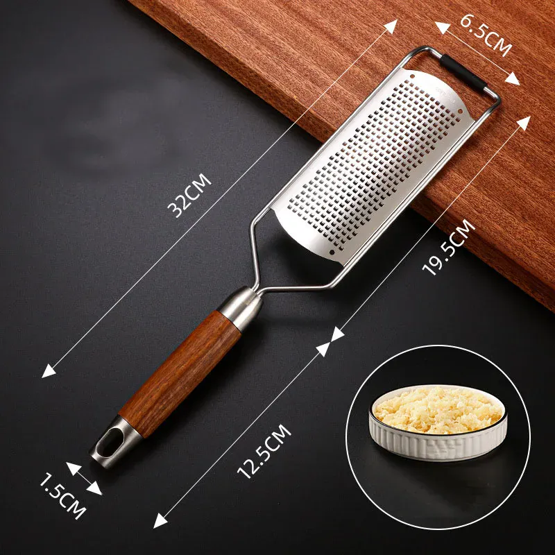 Râpe Multifonction Inox 4 Lames avec Poignée en Bois