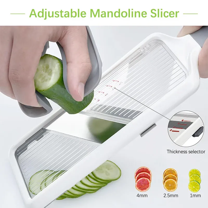 Mandoline avec Lame en Acier Inoxydable Ajustable pour Légumes et Fromage