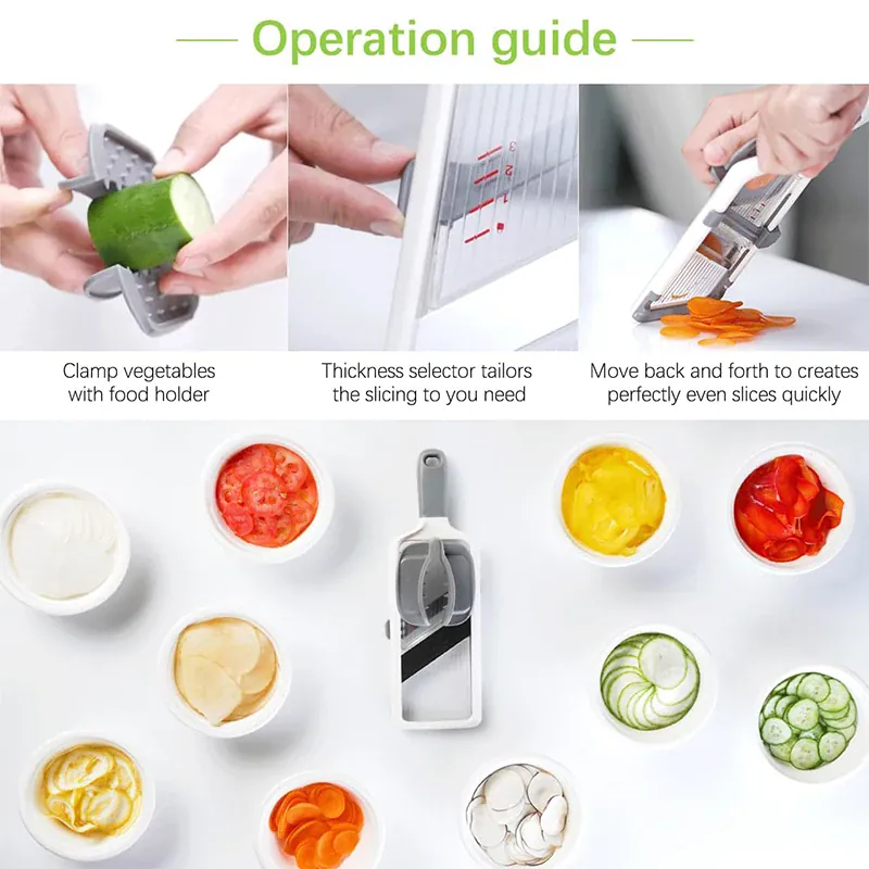 Mandoline avec Lame en Acier Inoxydable Ajustable pour Légumes et Fromage