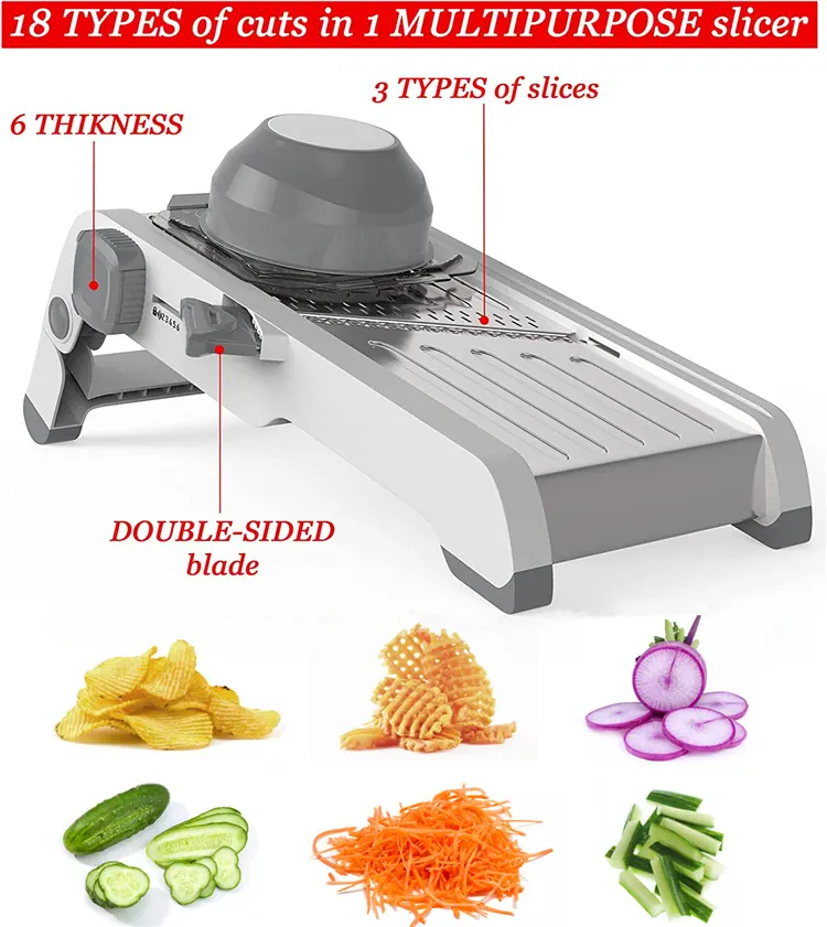 Mandoline 18 en 1 Réglable en Acier Inoxydable | Râpe à Légumes
