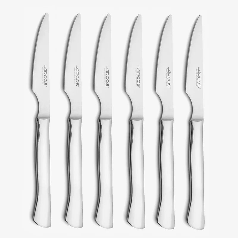 Juego 6 pzas. Cuchillos Chuleteros Monoblock Filo Liso