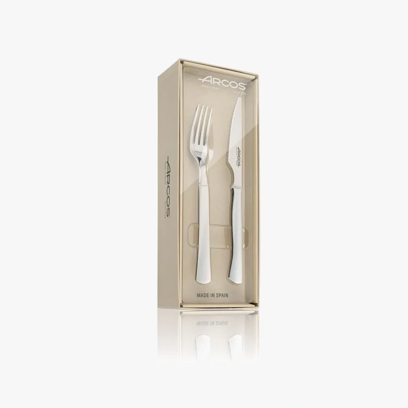 Juego 6 pzas. Tenedor y 6 pzas. Cuchillo Chuletero Monoblock