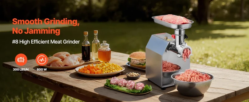 Hachoir à Viande Électrique Inox — 600W / 850W / 1100W avec Embout à Saucisses
