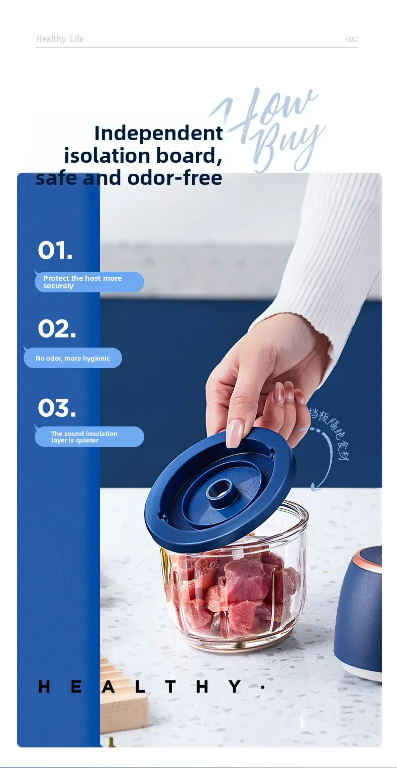 Mini Hachoir Électrique Sans Fil 350 ml — Bol Verre ou Plastique, 6 Lames Inox, USB-C