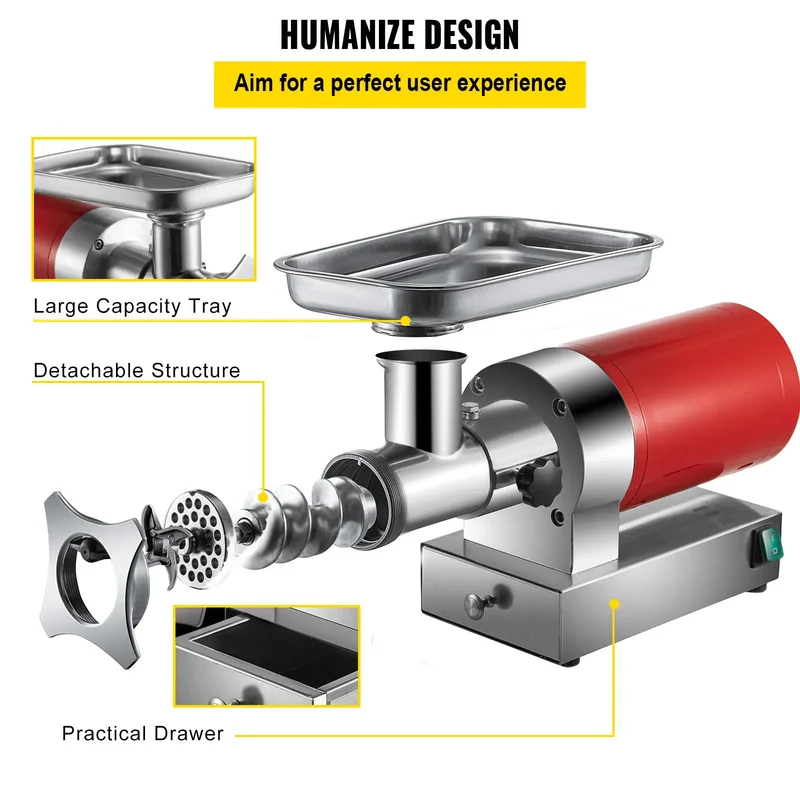 Hachoir à Viande Électrique 1 100 W — 300 kg/h, 2 Plaques + Kit Saucisse