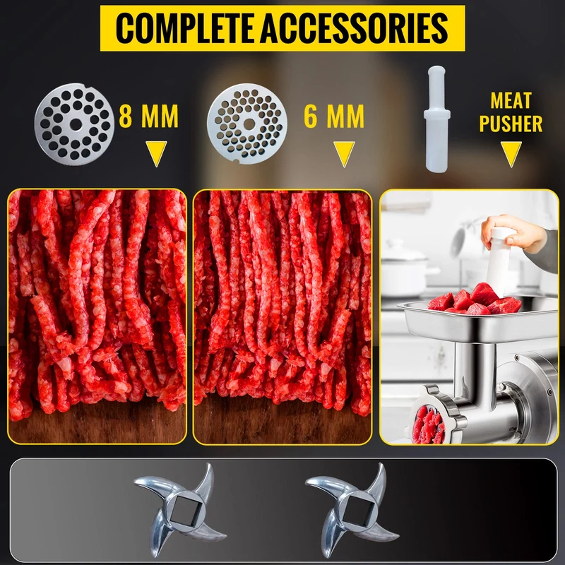 Hachoir à Viande Électrique Professionnel 1 100 W — 250 kg/h — Acier Inoxydable