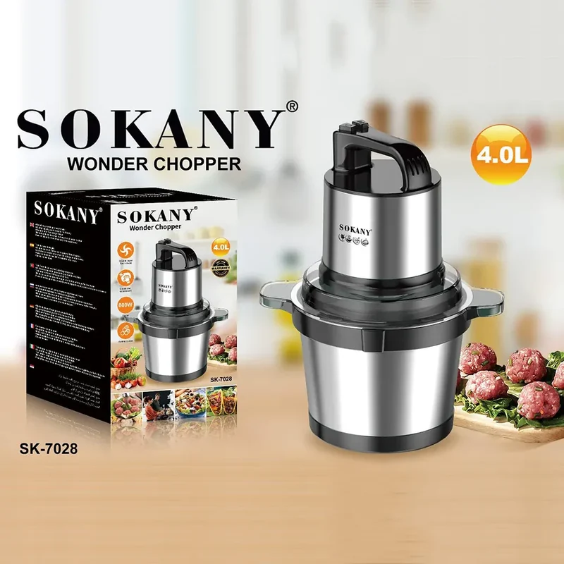 Hachoir Électrique 800W Bol Inox — 4 Lames, 2 Vitesses, Viandes et Légumes