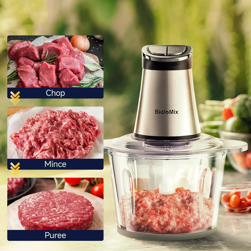 Hachoir Électrique 300W 3L — 2 Bols (Inox + Verre) et Lames Bi-Niveaux