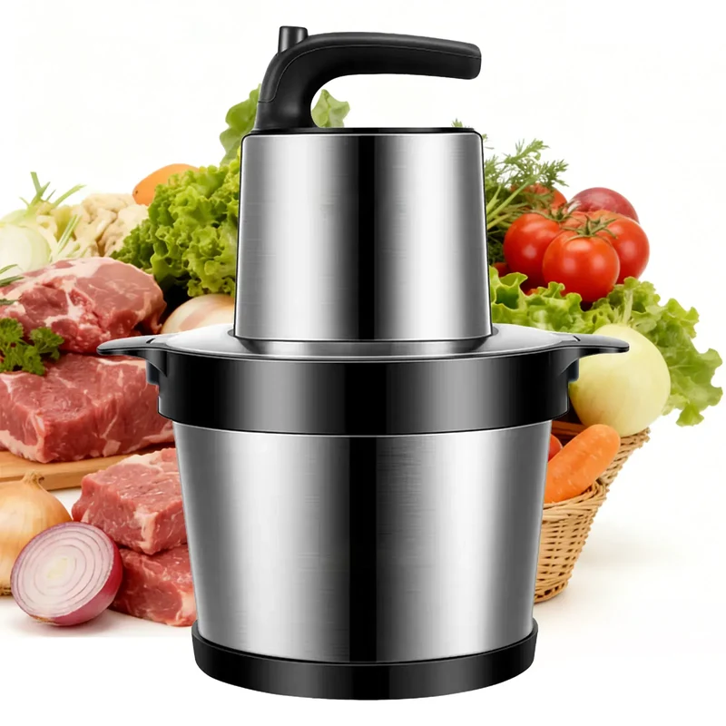 Hachoir Électrique 8L Inox 304 — 4500 W, 2 Vitesses, Double Lame en S