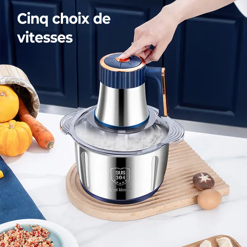 Hachoir Électrique Multifonction 5 L — 500 W, 6 Lames Cyclone Inox, 5 Vitesses