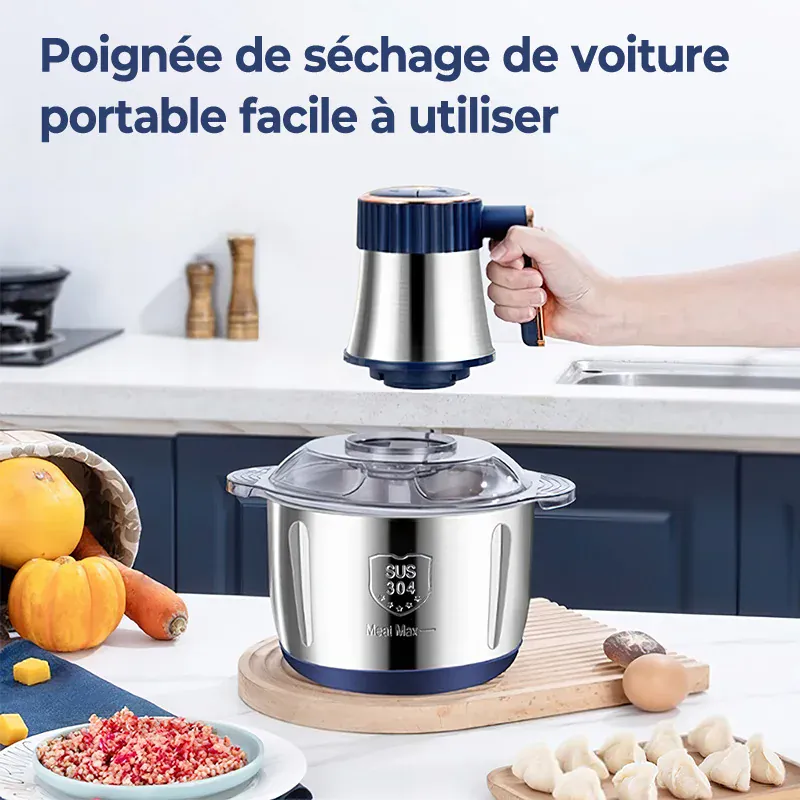 Hachoir Électrique Multifonction 5 L — 500 W, 6 Lames Cyclone Inox, 5 Vitesses