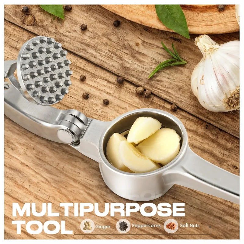 Presse-Ail Inox Manuel avec Éplucheur et Nettoyeur Inclus