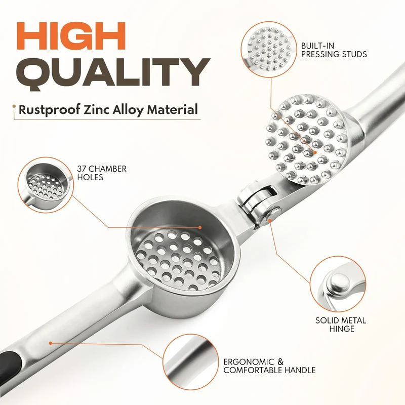 Presse-Ail Inox Manuel avec Éplucheur et Nettoyeur Inclus