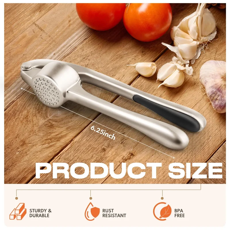 Presse-Ail Inox Manuel avec Éplucheur et Nettoyeur Inclus