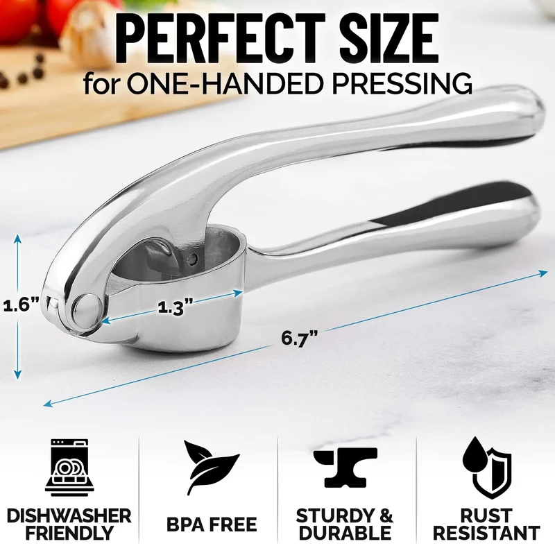 Presse-Ail Inox Manuel avec Éplucheur et Nettoyeur Inclus