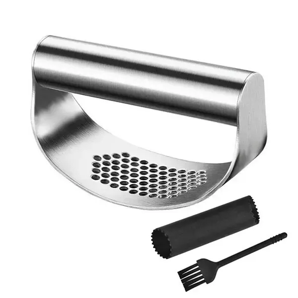 Presse-Ail Inox Manuel avec Éplucheur | Outil de Cuisine Pratique