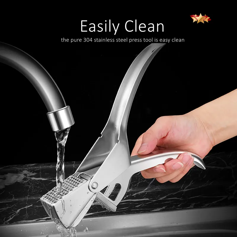 Presse-Ail Manuel Inox 304 Certifié LFGB — Double Levier, Sans Épluchage
