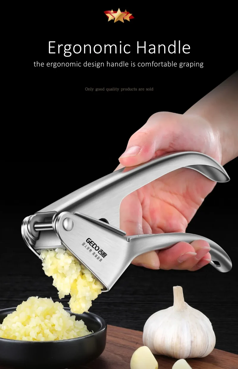 Presse-Ail Manuel Inox 304 Certifié LFGB — Double Levier, Sans Épluchage