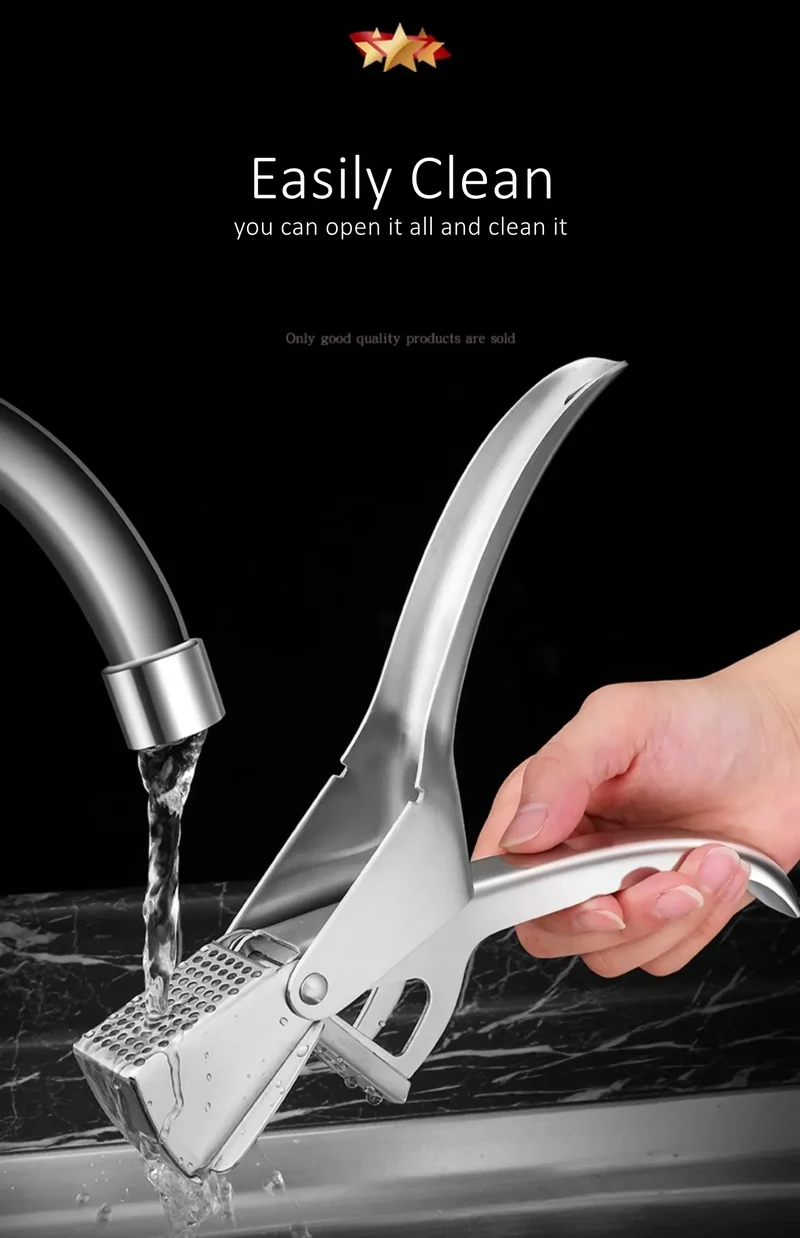 Presse-Ail Manuel Inox 304 Certifié LFGB — Double Levier, Sans Épluchage
