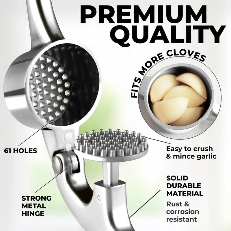 Presse-Ail Inox Manuel avec Bol Grand Volume et Accessoires