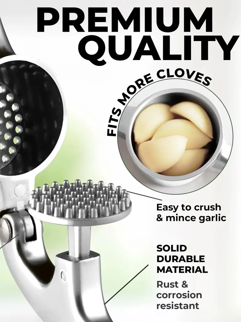 Presse-Ail Inox Manuel avec Bol Grand Volume et Accessoires