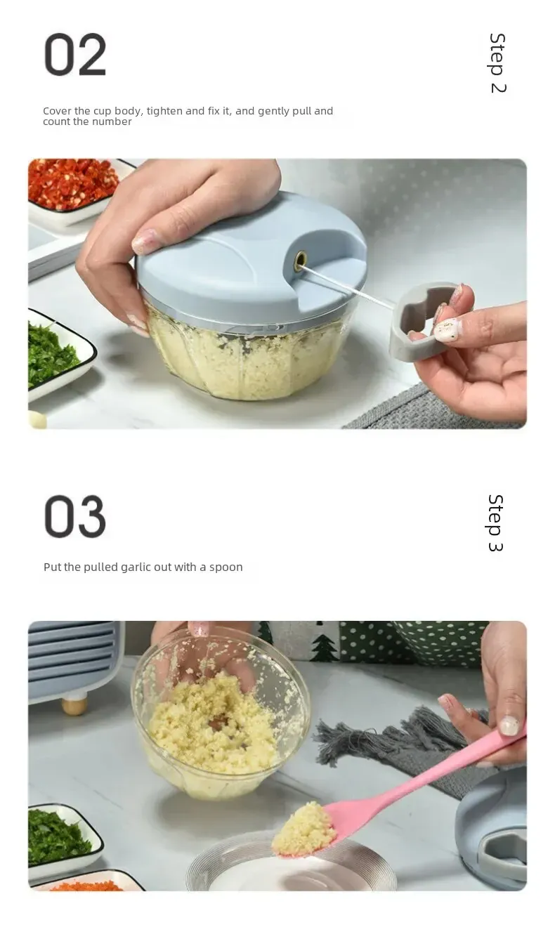 Presse-Ail Manuel Inox avec Cutter Multifonction 3 Pièces